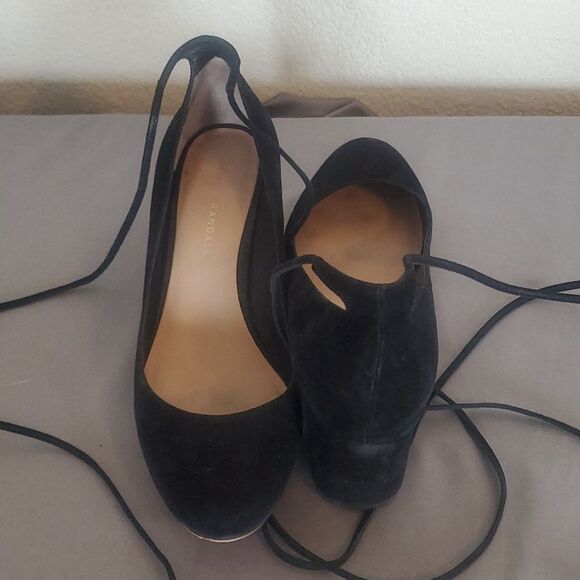 Loeffler Randall Black Suede Ankle Wrap Heels - Quiet Luxury Vibes - Picture 5 of 14